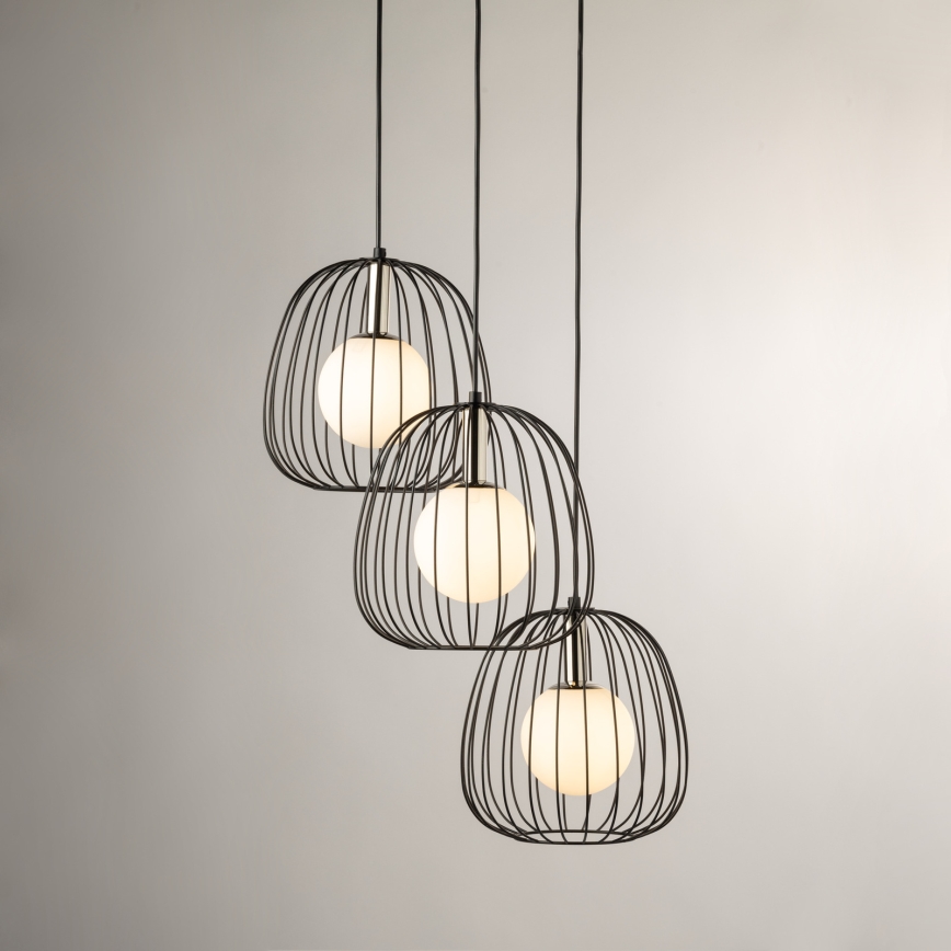 Lampadario a sospensione con filo BELL 3xG9/12W/230V nero/cromo lucido