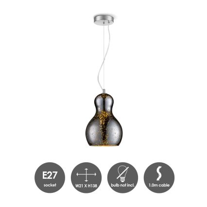 Lampadario a sospensione con filo BELLO 1xE27/40W/230V diametro 21 cm cromo