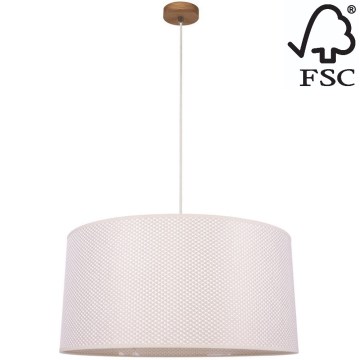 Lampadario a sospensione con filo BENITA 1xE27/40W/230V color crema/quercia – FSC certificato