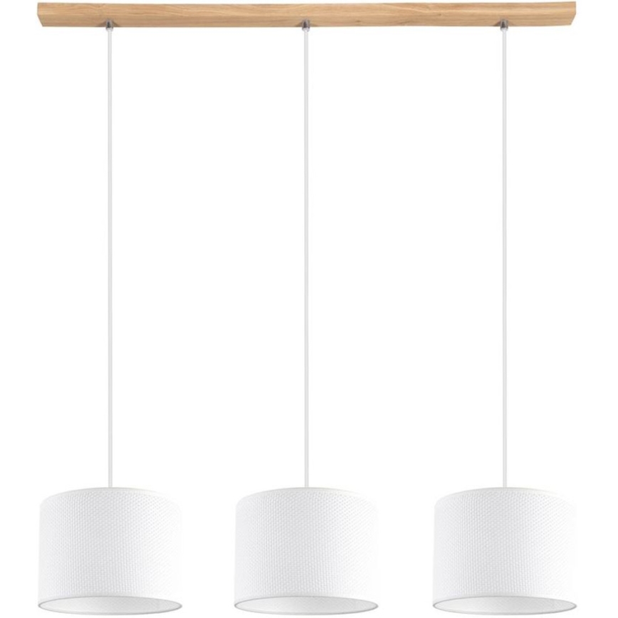 Lampadario a sospensione con filo BENITA 3xE27/40W/230V bianco/quercia