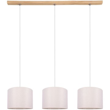 Lampadario a sospensione con filo BENITA 3xE27/40W/230V color crema/quercia