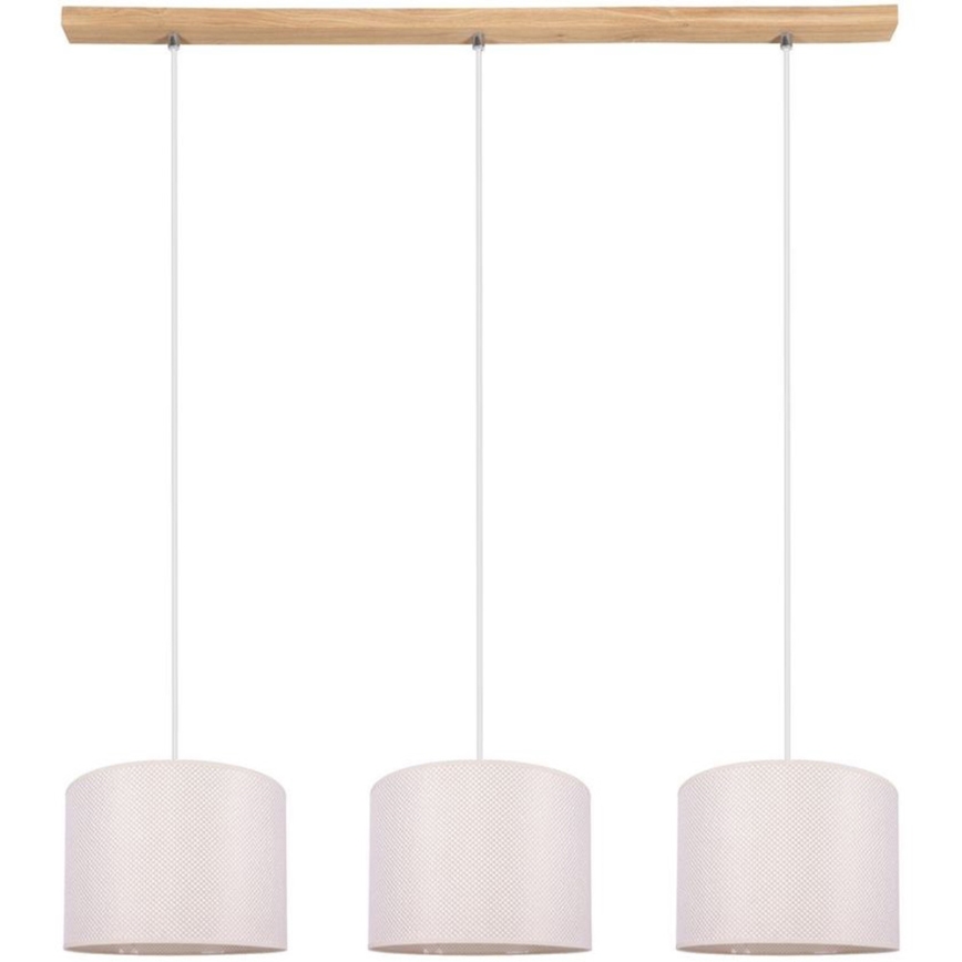 Lampadario a sospensione con filo BENITA 3xE27/40W/230V color crema/quercia