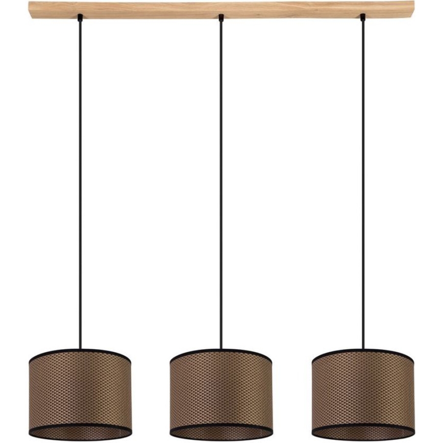 Lampadario a sospensione con filo BENITA 3xE27/40W/230V marrone/quercia