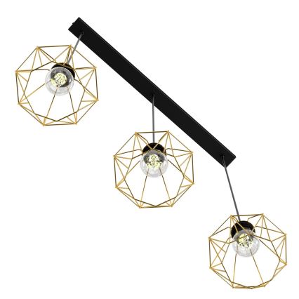 Lampadario a sospensione con filo BERGEN 3xE27/60W/230V nero/oro