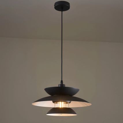 Lampadario a sospensione con filo BERIT 1xE27/20W/230V nero