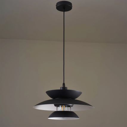 Lampadario a sospensione con filo BERIT 1xE27/20W/230V nero