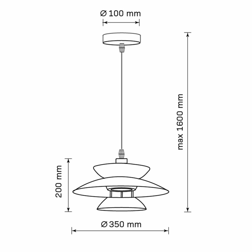 Lampadario a sospensione con filo BERIT 1xE27/20W/230V nero