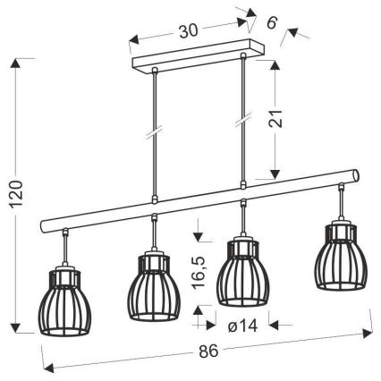 Lampadario a sospensione con filo BERNITA 4xE27/60W/230V