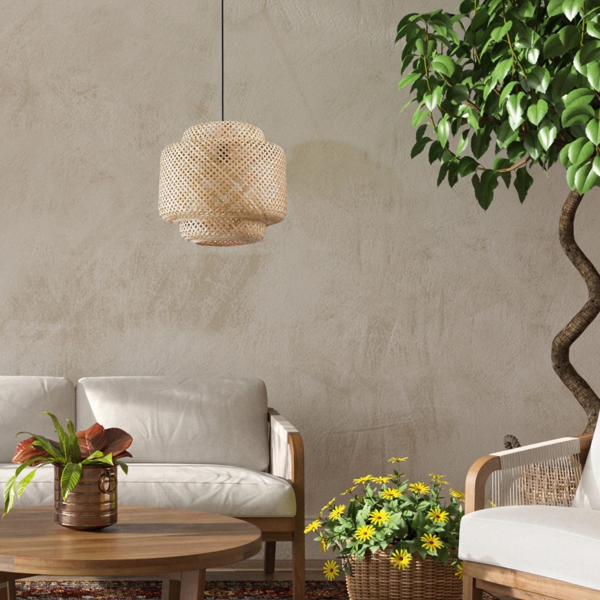 Lampadario a sospensione con filo BERTA 1xE27/20W/230V diametro 40 cm bambù