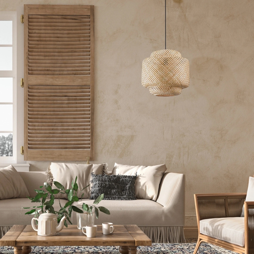 Lampadario a sospensione con filo BERTA 1xE27/20W/230V diametro 40 cm bambù