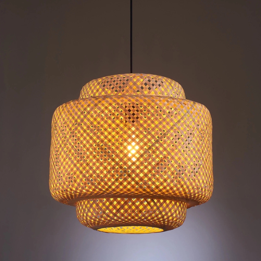 Lampadario a sospensione con filo BERTA 1xE27/20W/230V diametro 40 cm bambù