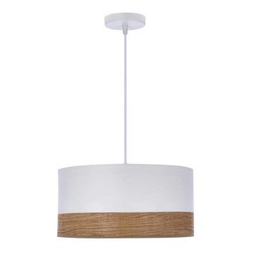 Lampadario a sospensione con filo BIANCO 1xE27/40W/230V bianco/marrone