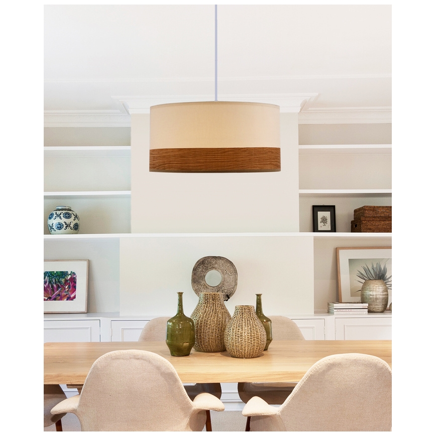 Lampadario a sospensione con filo BIANCO 1xE27/40W/230V bianco/marrone