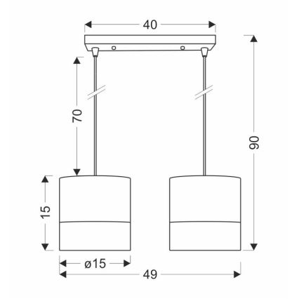 Lampadario a sospensione con filo BIANCO 2xE27/40W/230V bianco/marrone