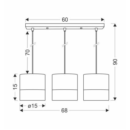 Lampadario a sospensione con filo BIANCO 3xE27/40W/230V bianco/marrone