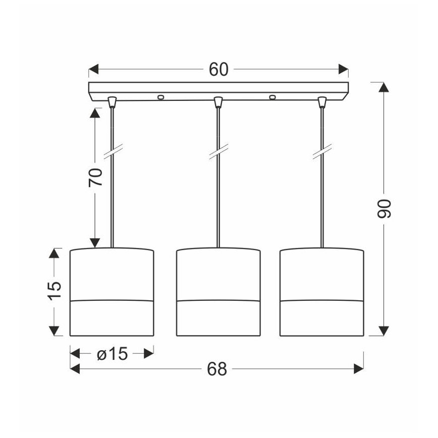 Lampadario a sospensione con filo BIANCO 3xE27/40W/230V bianco/marrone
