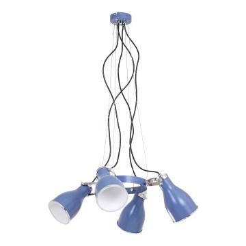 Lampadario a sospensione con filo BJORN BLU 4xE27/60W/230V