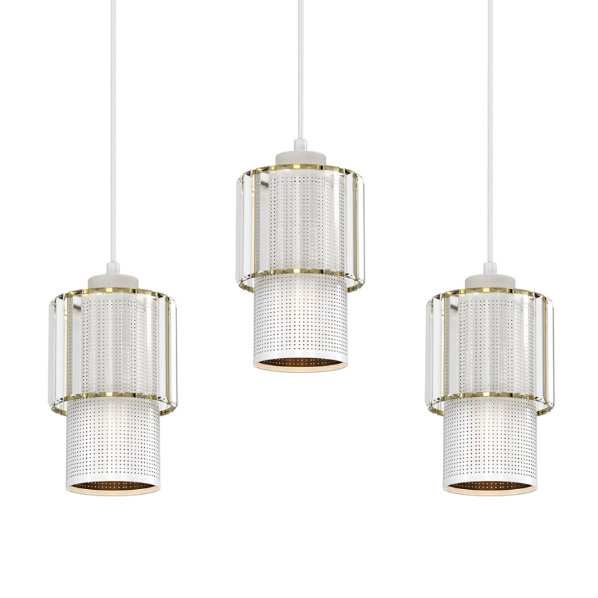 Lampadario a sospensione con filo BLANCO 3xE27/60W/230V bianco