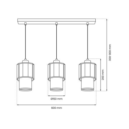 Lampadario a sospensione con filo BLANCO 3xE27/60W/230V bianco