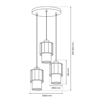 Lampadario a sospensione con filo BLANCO 3xE27/60W/230V bianco