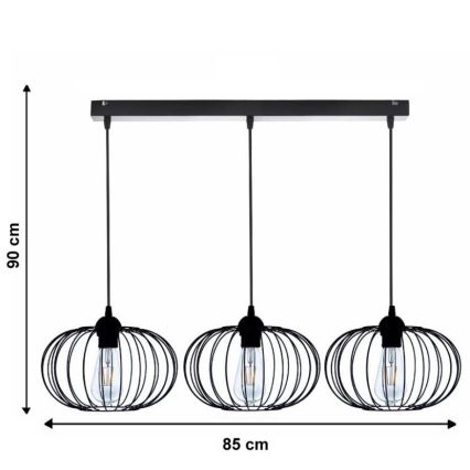 Lampadario a sospensione con filo BOCCA 3xE27/60W/230V