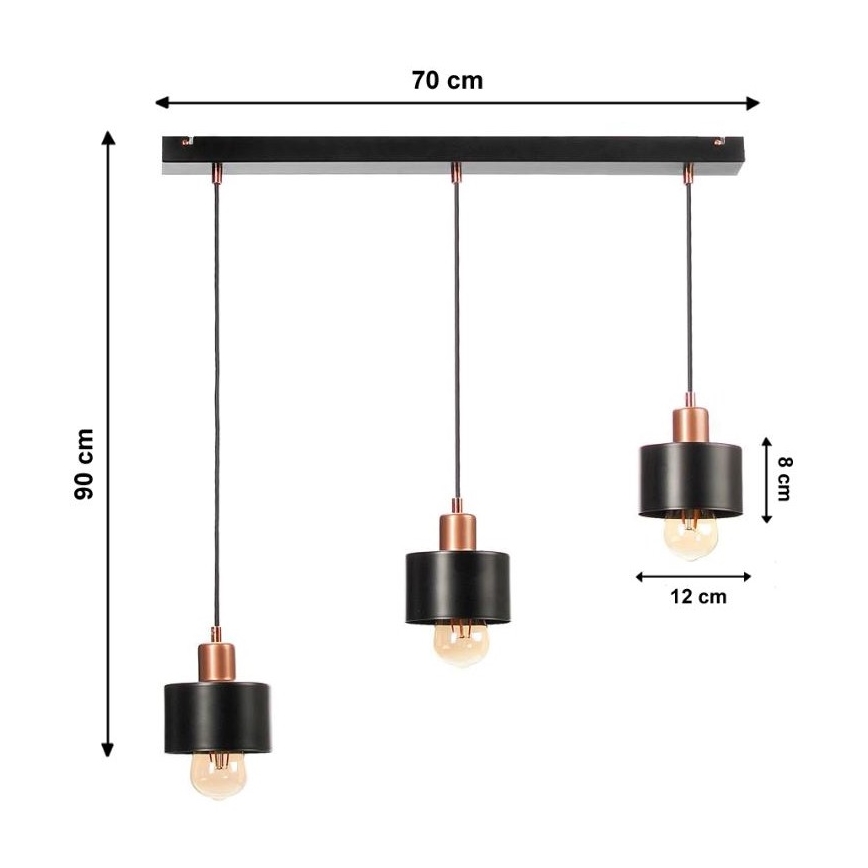 Lampadario a sospensione con filo BODO 3xE27/60W/230V