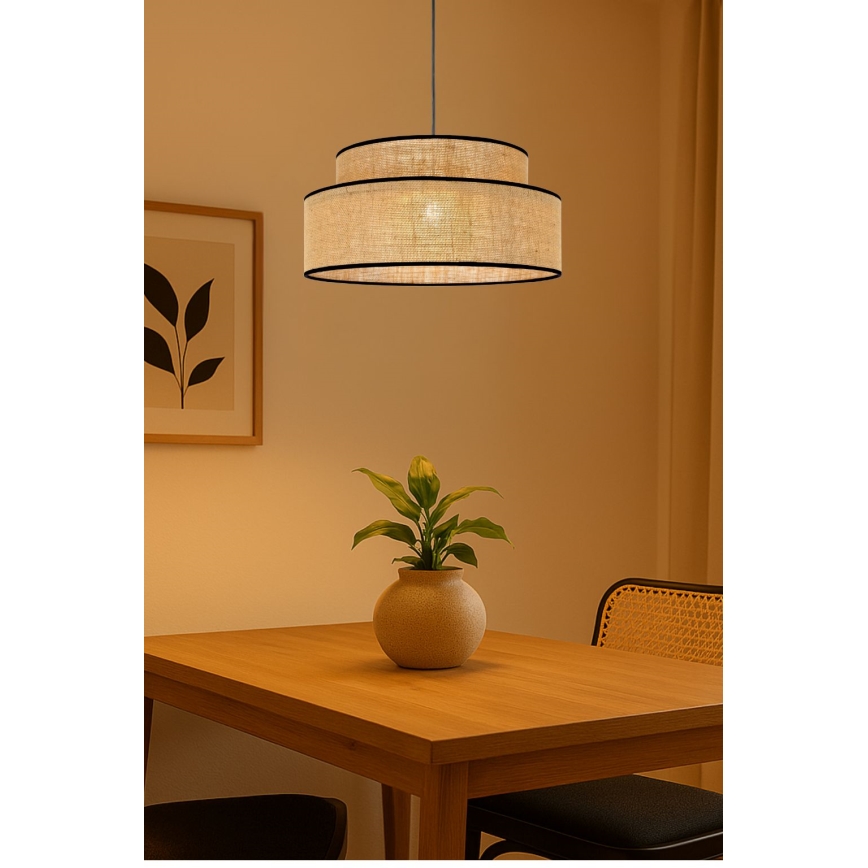 Lampadario a sospensione con filo BOHO 1xE27/60W/230V beige