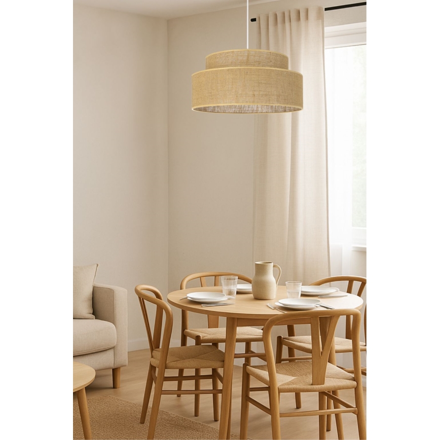 Lampadario a sospensione con filo BOHO 1xE27/60W/230V beige