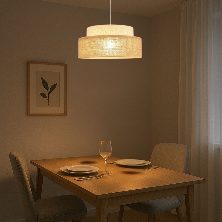 Lampadario a sospensione con filo BOHO 1xE27/60W/230V bianco/beige