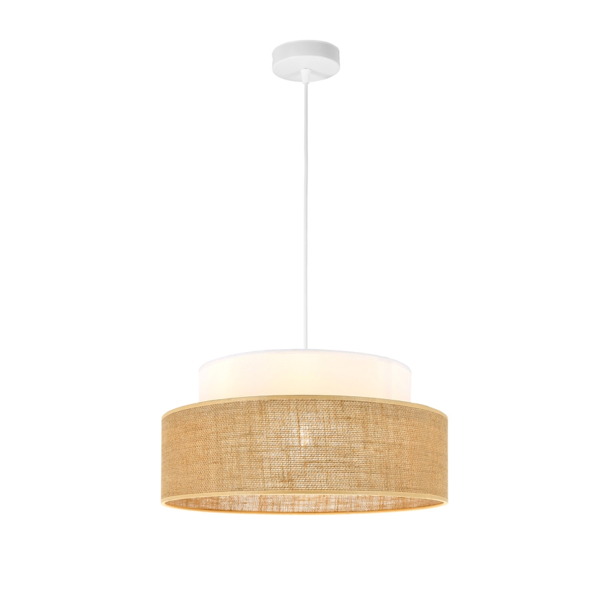 Lampadario a sospensione con filo BOHO 1xE27/60W/230V bianco/beige