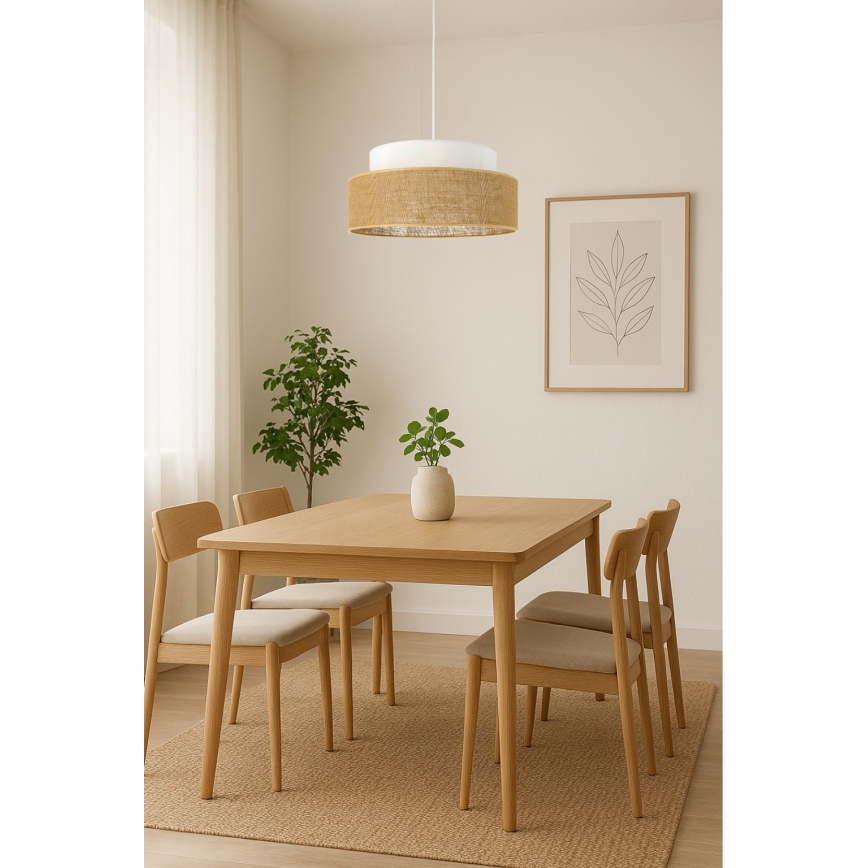 Lampadario a sospensione con filo BOHO 1xE27/60W/230V bianco/beige