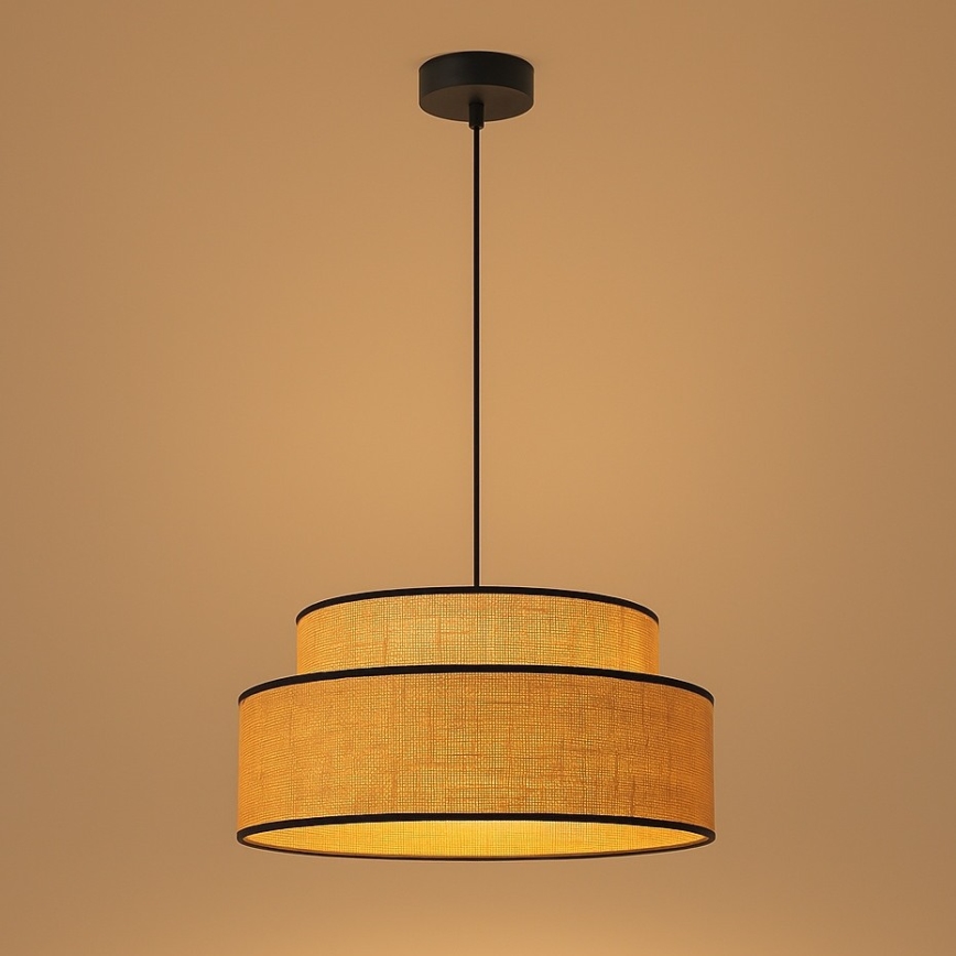 Lampadario a sospensione con filo BOHO 1xE27/60W/230V diametro 40 cm beige