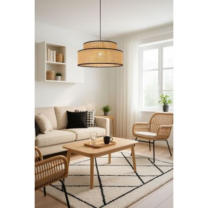 Lampadario a sospensione con filo BOHO 1xE27/60W/230V diametro 40 cm beige