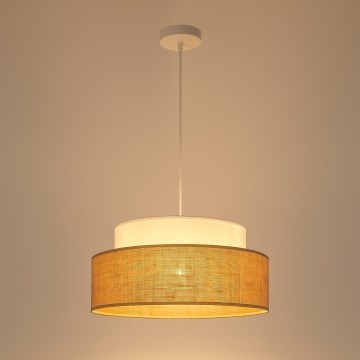 Lampadario a sospensione con filo BOHO 1xE27/60W/230V diametro 40 cm bianco/beige