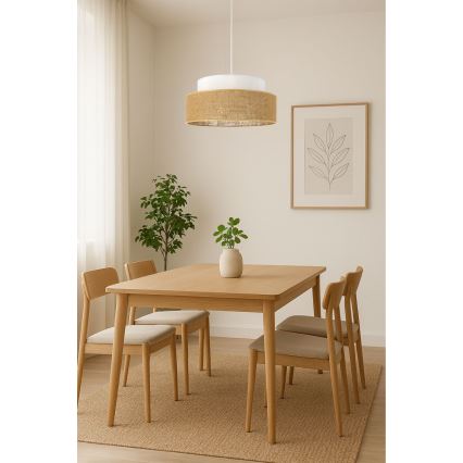 Lampadario a sospensione con filo BOHO 1xE27/60W/230V diametro 40 cm bianco/beige