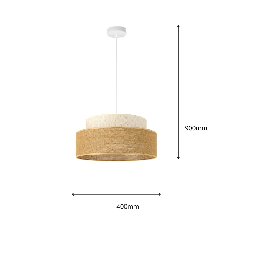 Lampadario a sospensione con filo BOHO 1xE27/60W/230V diametro 40 cm color crema/beige