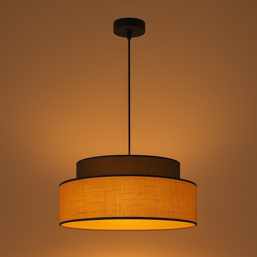Lampadario a sospensione con filo BOHO 1xE27/60W/230V diametro 40 cm marrone/beige