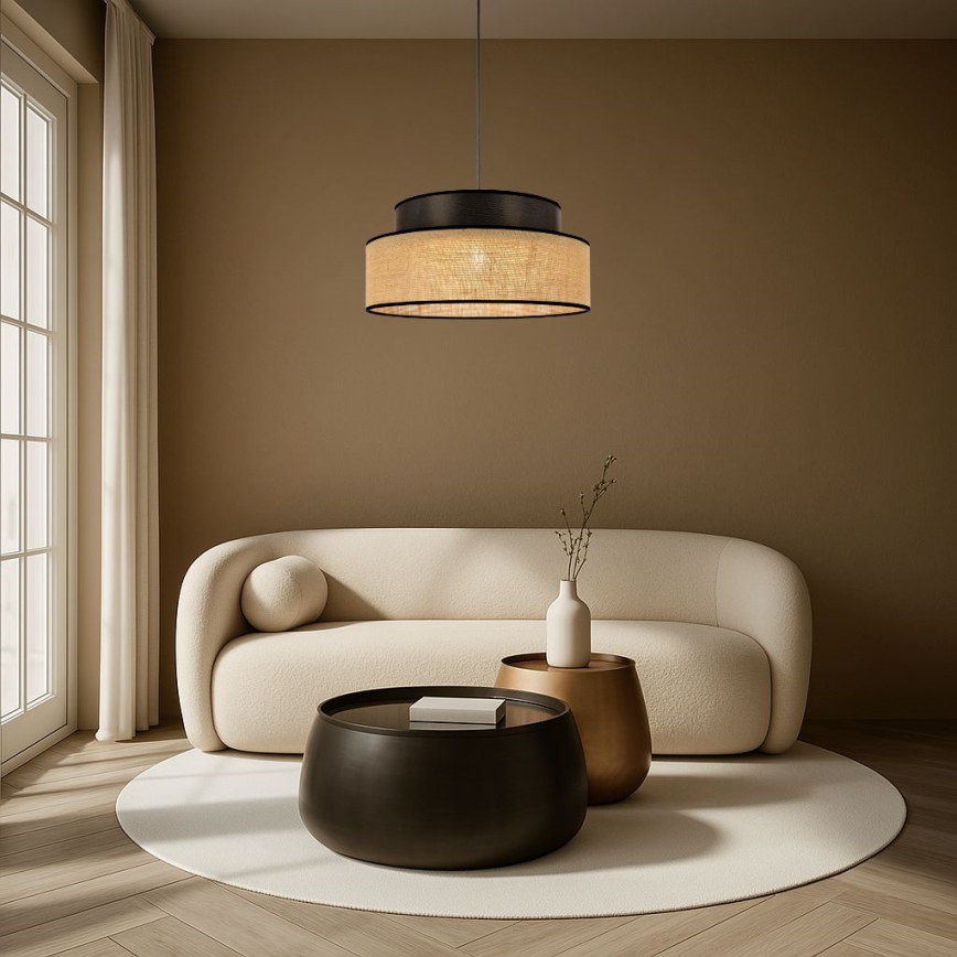 Lampadario a sospensione con filo BOHO 1xE27/60W/230V diametro 40 cm marrone/beige