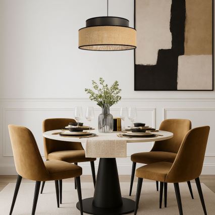 Lampadario a sospensione con filo BOHO 1xE27/60W/230V diametro 40 cm marrone/beige