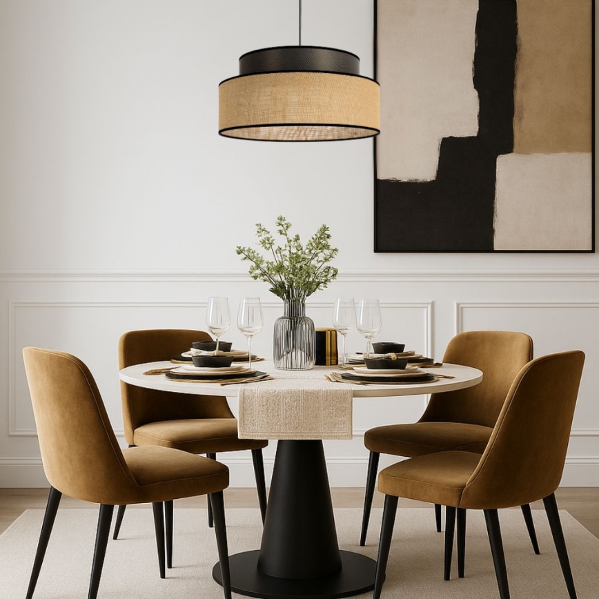 Lampadario a sospensione con filo BOHO 1xE27/60W/230V diametro 40 cm marrone/beige