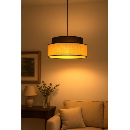 Lampadario a sospensione con filo BOHO 1xE27/60W/230V diametro 40 cm marrone/beige