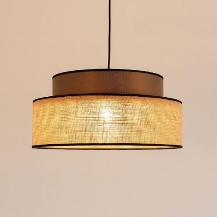 Lampadario a sospensione con filo BOHO 1xE27/60W/230V diametro 40 cm marrone/beige
