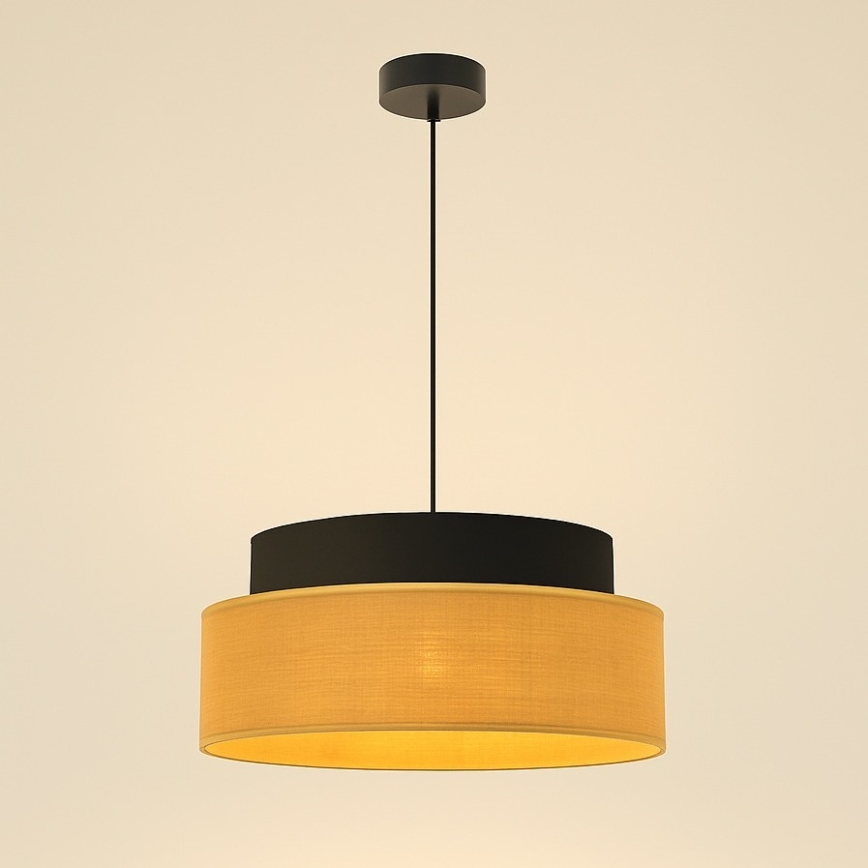 Lampadario a sospensione con filo BOHO 1xE27/60W/230V diametro 40 cm nero/beige