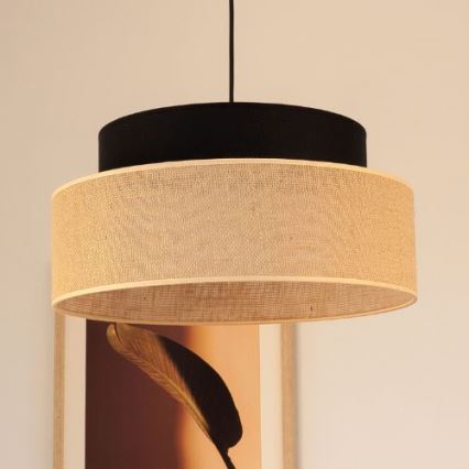 Lampadario a sospensione con filo BOHO 1xE27/60W/230V diametro 40 cm nero/beige