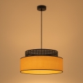 Lampadario a sospensione con filo BOHO 1xE27/60W/230V diametro 40 cm nero/rattan