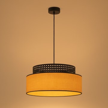 Lampadario a sospensione con filo BOHO 1xE27/60W/230V diametro 40 cm nero/rattan