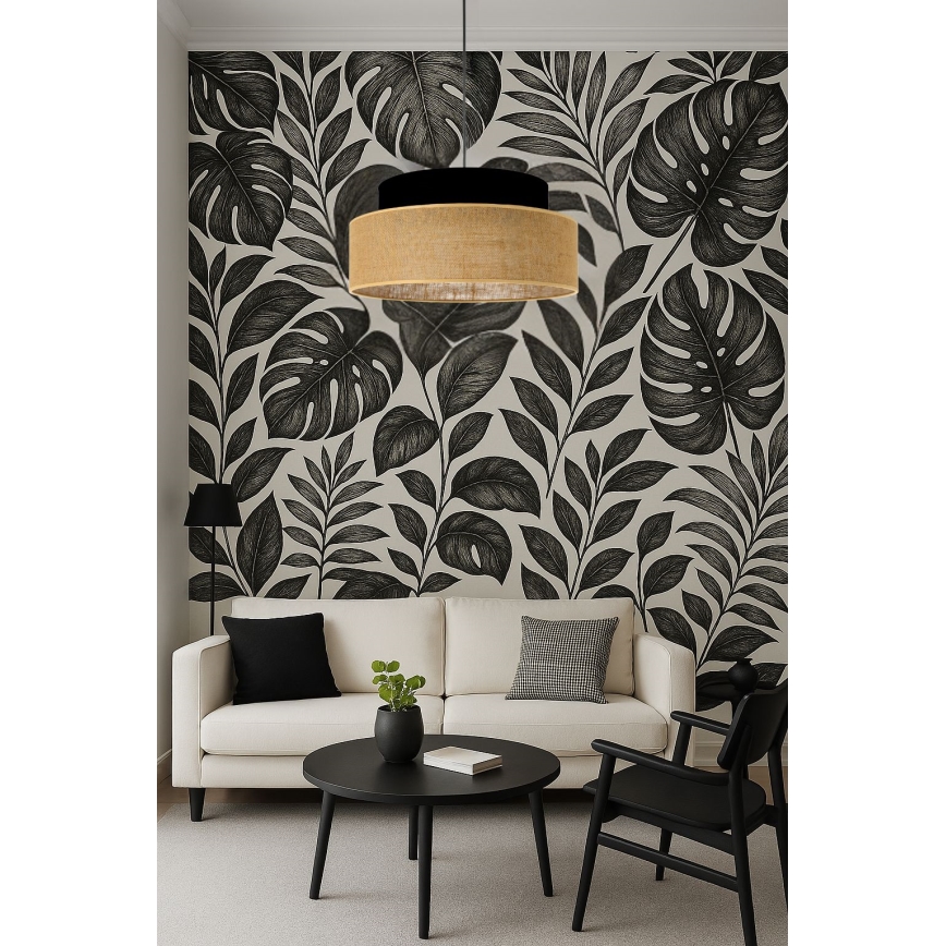 Lampadario a sospensione con filo BOHO 1xE27/60W/230V nero/beige