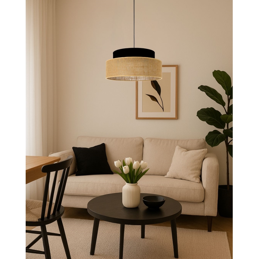 Lampadario a sospensione con filo BOHO 1xE27/60W/230V nero/beige