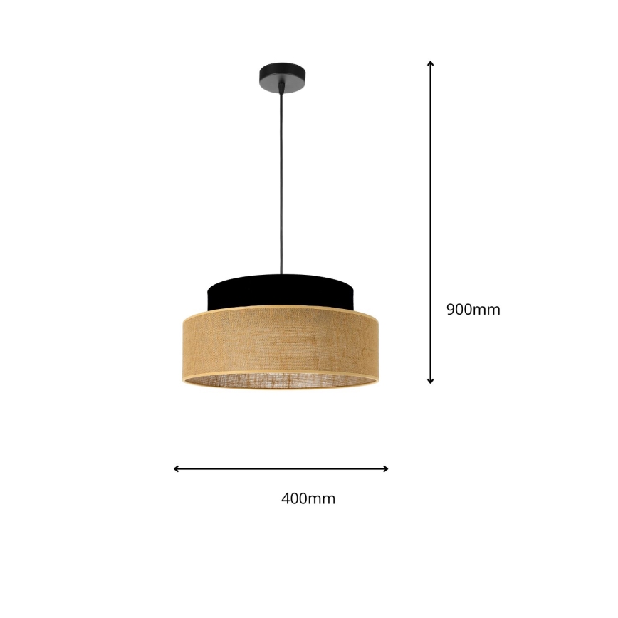 Lampadario a sospensione con filo BOHO 1xE27/60W/230V nero/beige