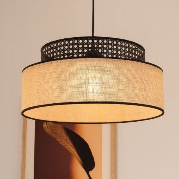 Lampadario a sospensione con filo BOHO 1xE27/60W/230V nero/rattan